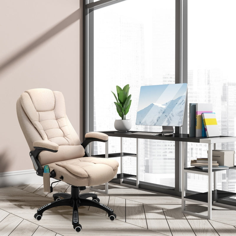 Scaun directorial, Masaj si Incalzire, sezlong, suport picioare, Comodity, material textil, Negru