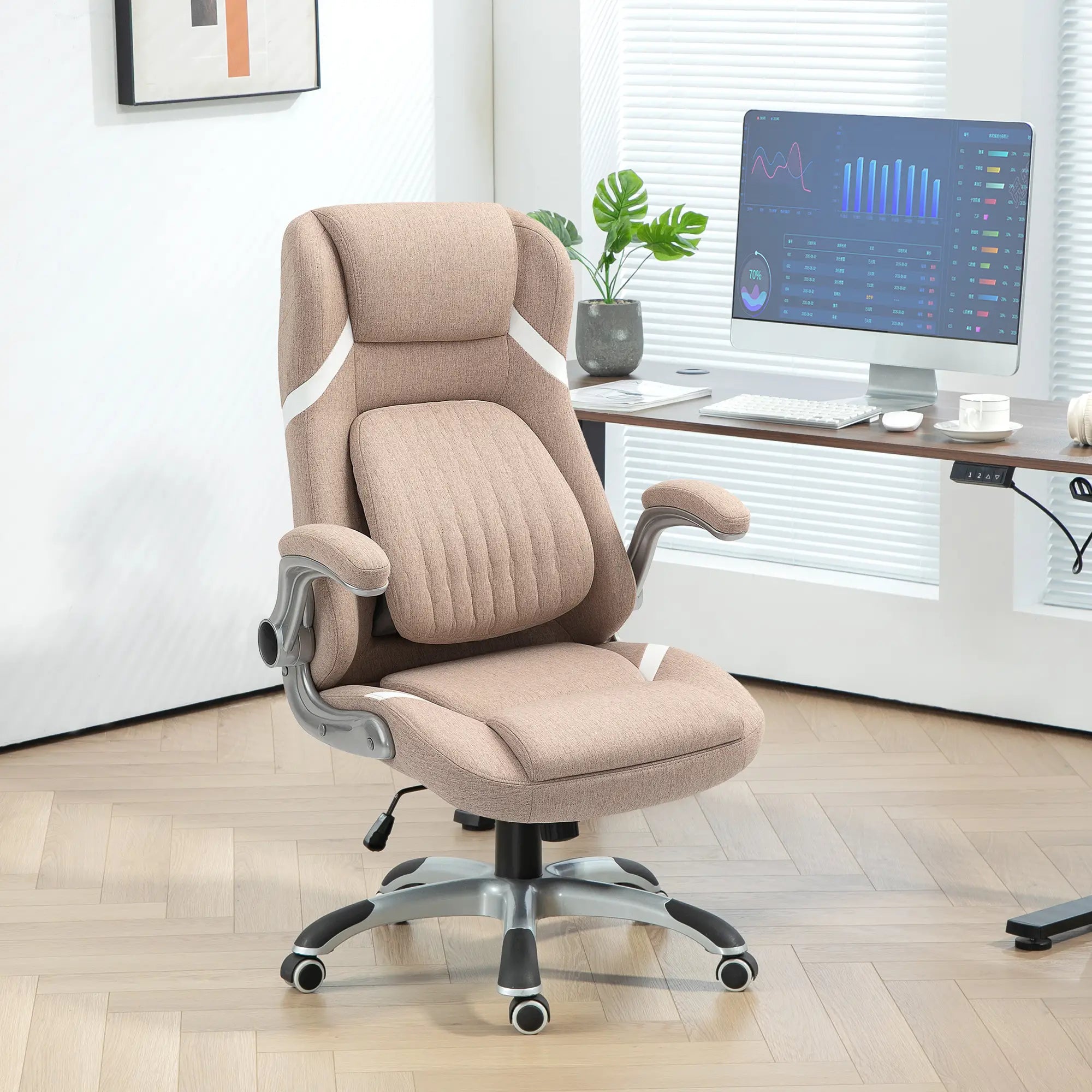 Scaun birou elevi, Brațe Rabatabile, Tetieră, Suport Lombar și Înălțime Reglabilă