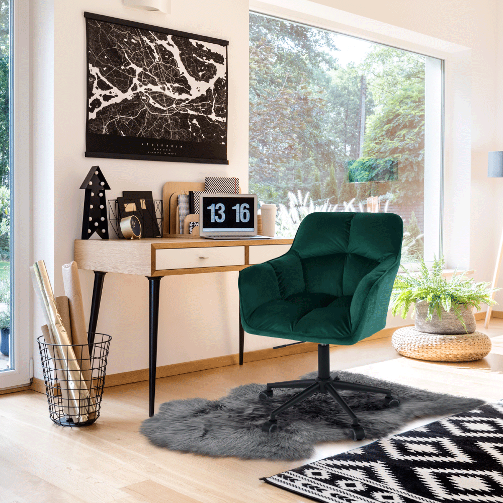 Scaune birou, material catifea/crom verde - Eleganță și Confort în Biroul Tău