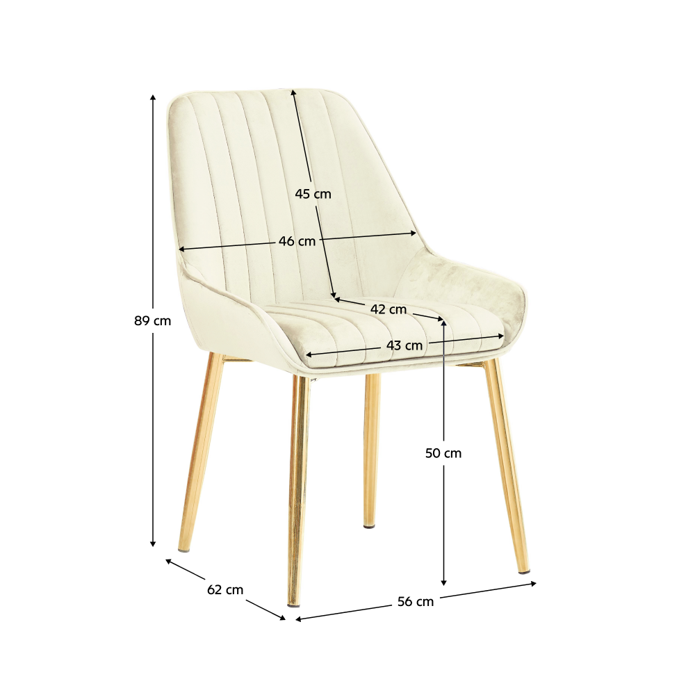 Scaun de dining elegant PARLIA: Catifea bej și accente aurii pentru un rafinament modern