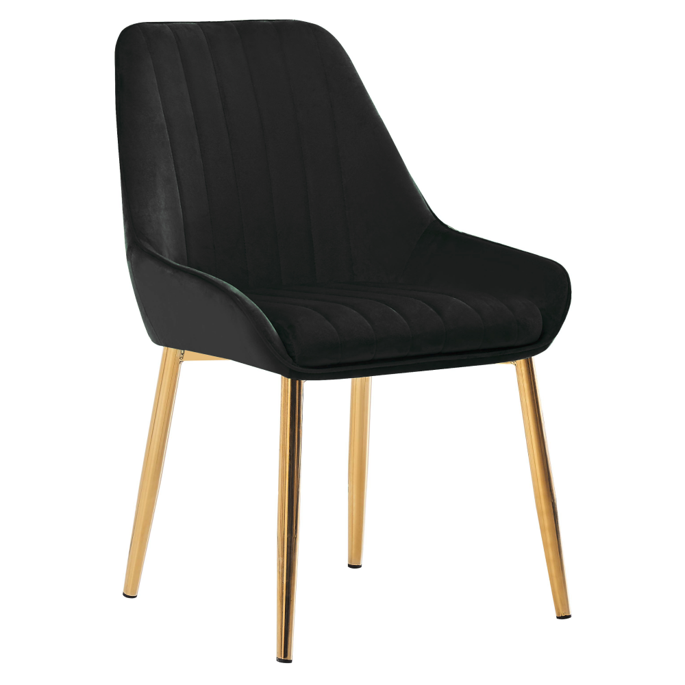 Scaun de dining elegant PARLIA: Catifea bej și accente aurii pentru un rafinament modern