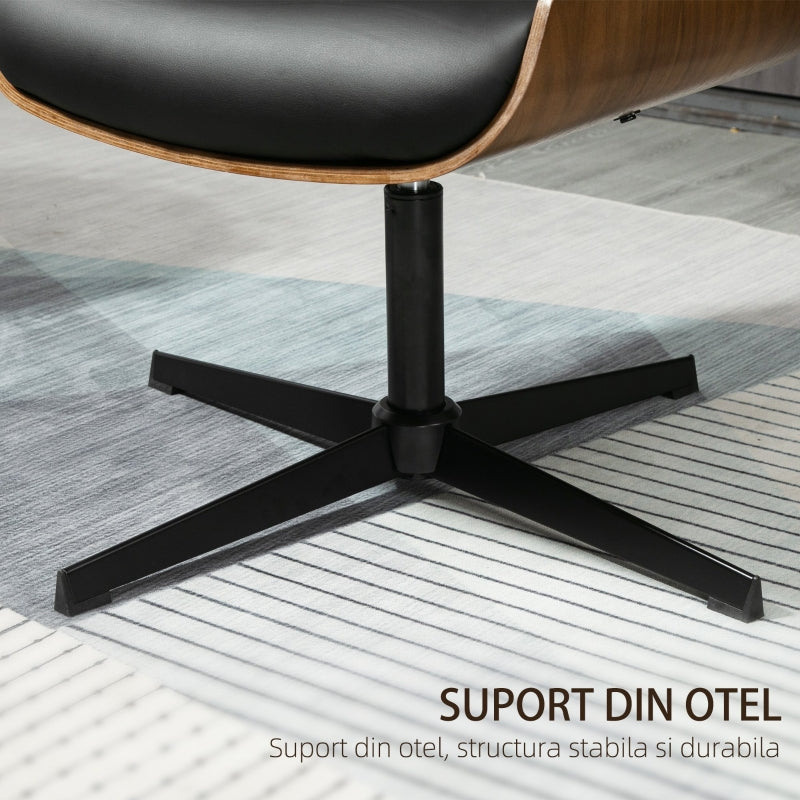 Scaun de Birou Rotativ Modern din Piele PU, FormFit, Negru