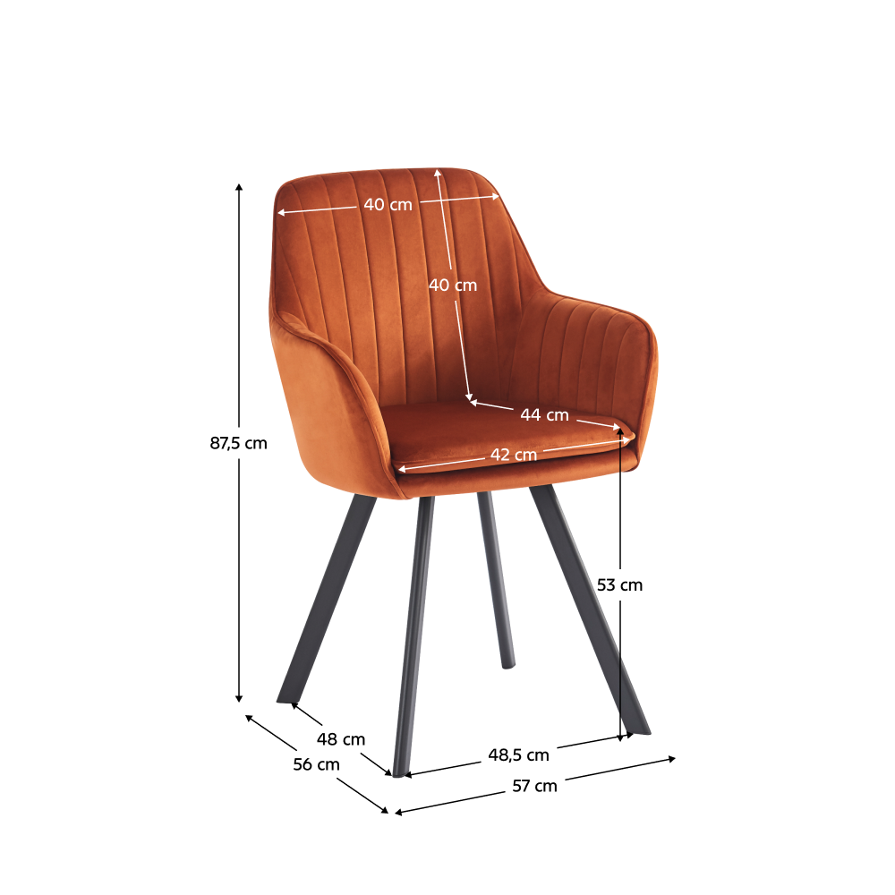 Scaun dining moderne, ţesătură Velvet teracot, RUST