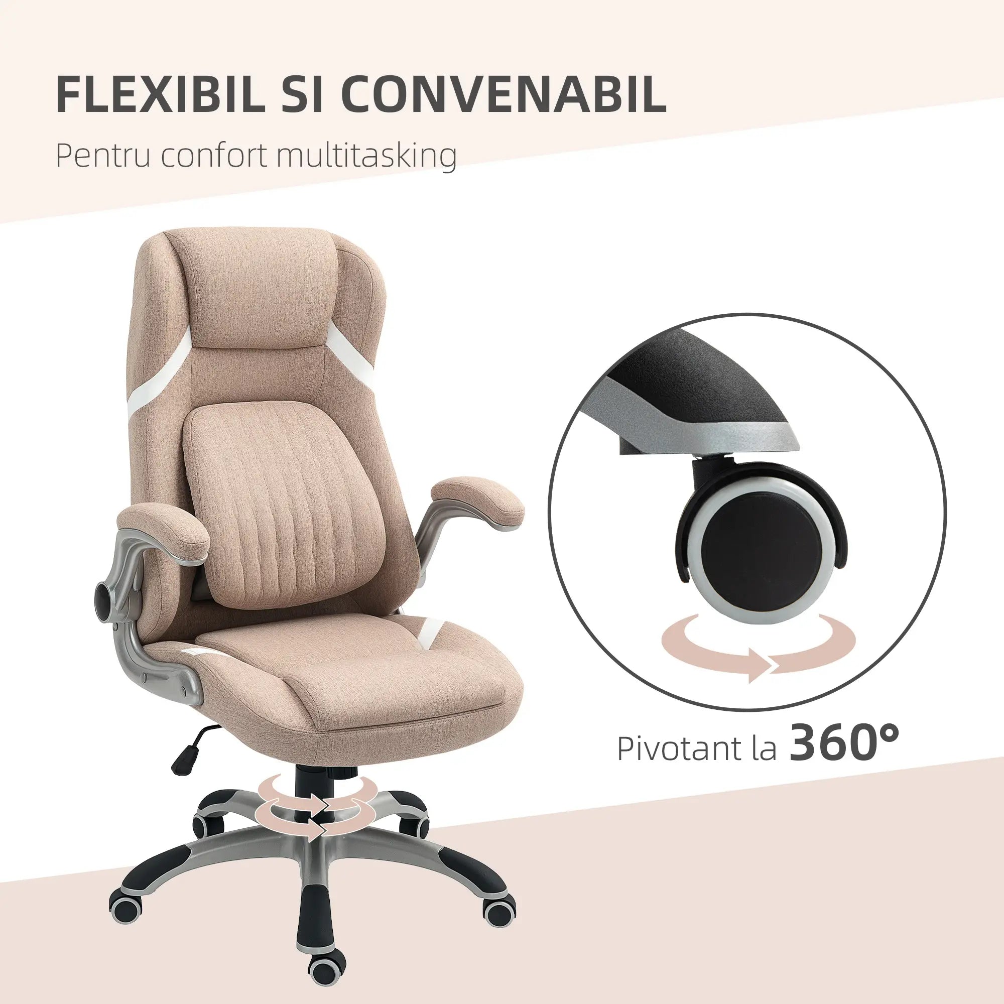 Scaun birou elevi, Brațe Rabatabile, Tetieră, Suport Lombar și Înălțime Reglabilă