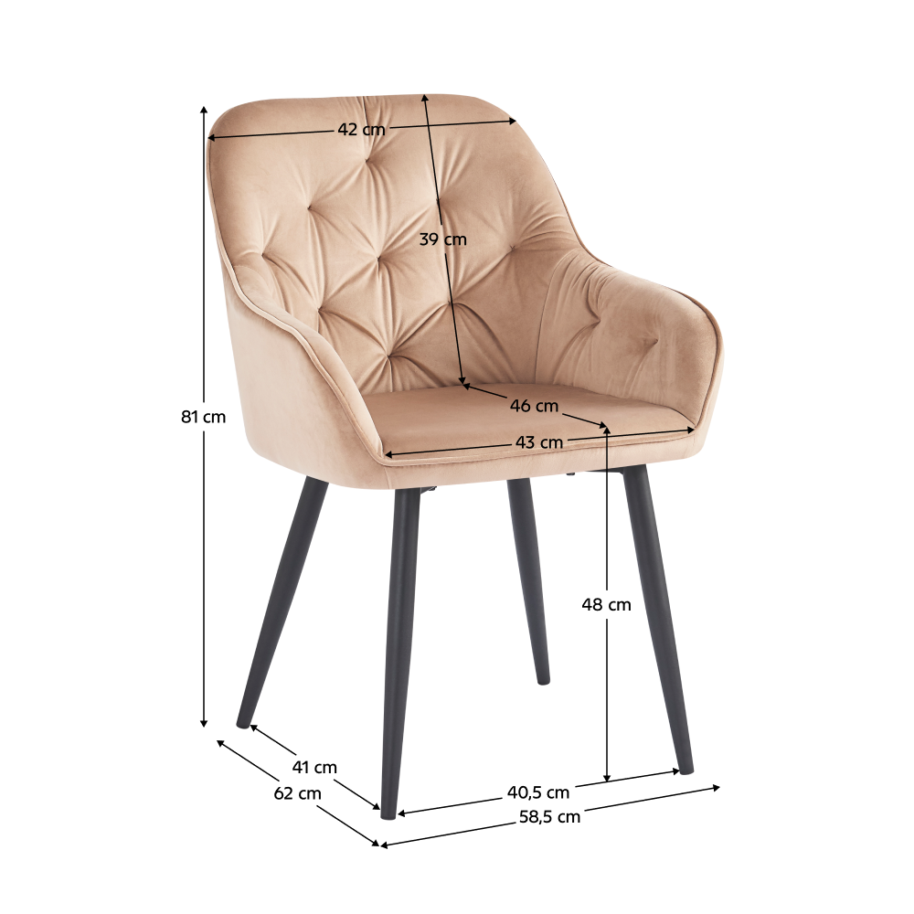 Scaune Bucatarie, Velvet, Contemporan luxury maro deschis/negru/gri, VERO