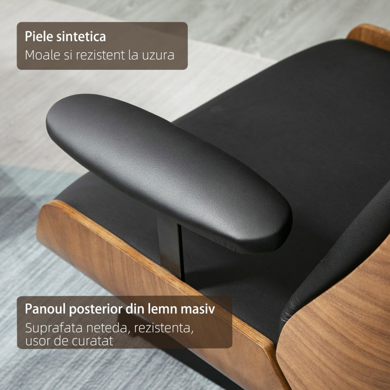Scaun de Birou Rotativ Modern din Piele PU, FormFit, Negru