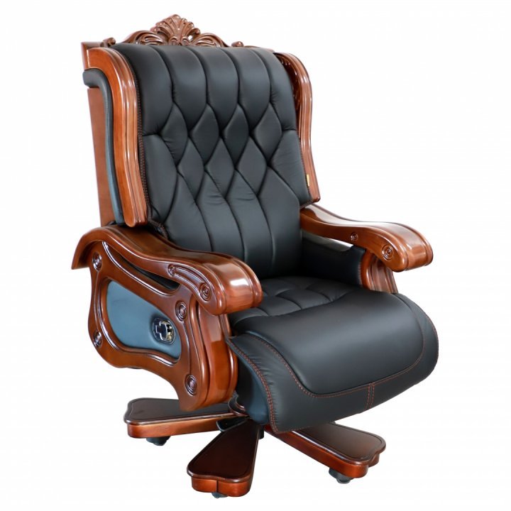 Scaune directoriale, tapitat piele naturala 116A Negru, lemn masiv, L80xA75xH75 cm - CentrumScaune.ro