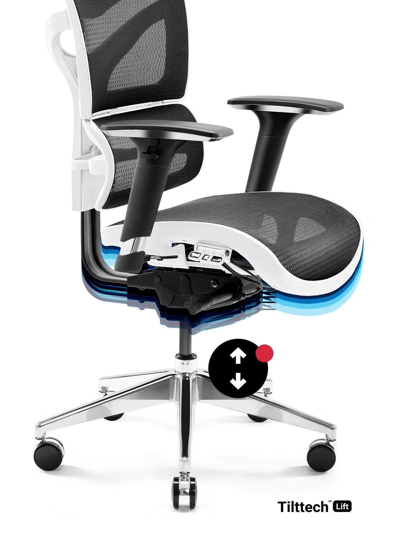 Scaun Birou Ergonomic Comandor CDM 9500 Alb-Negru, Spătarul/Tetiera Reglabila