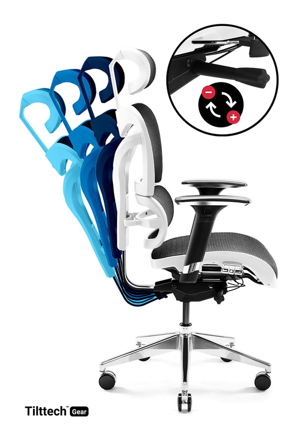 Scaun Birou Ergonomic Comandor CDM 9500 Alb-Negru, Spătarul/Tetiera Reglabila