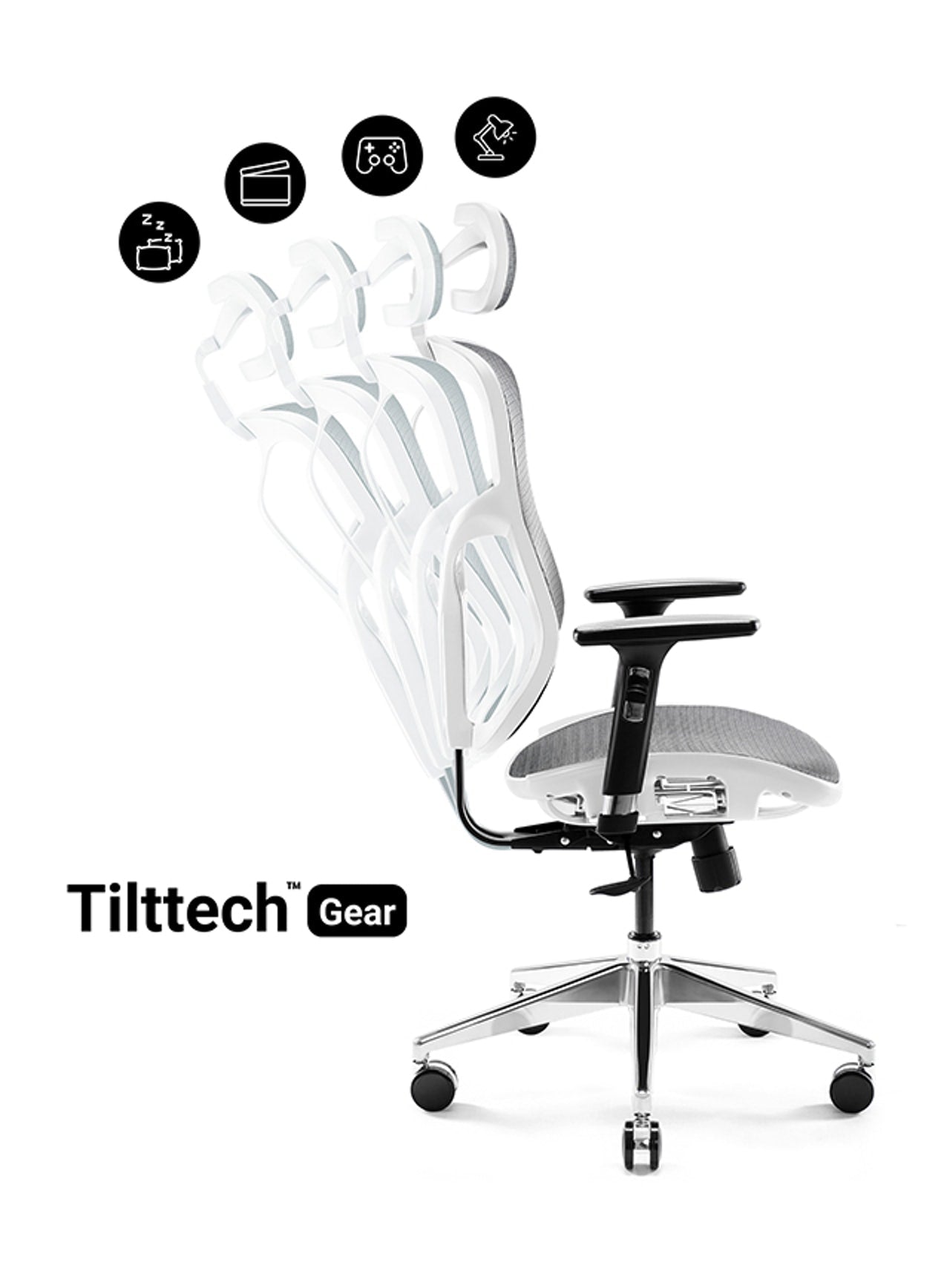 Scaun ergonomic multifunctional VE 5901 Alb-Gri