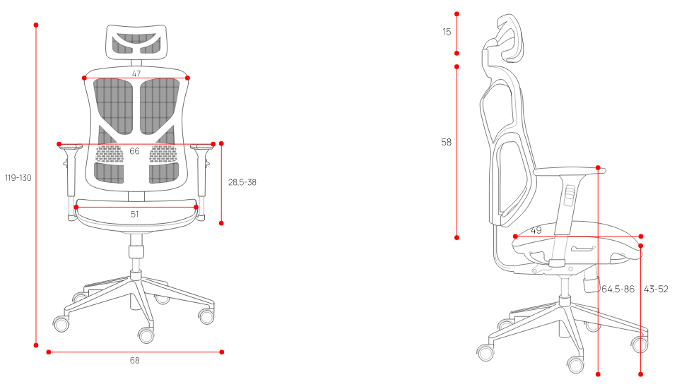 Scaun ergonomic multifunctional VE 5901 Alb-Gri