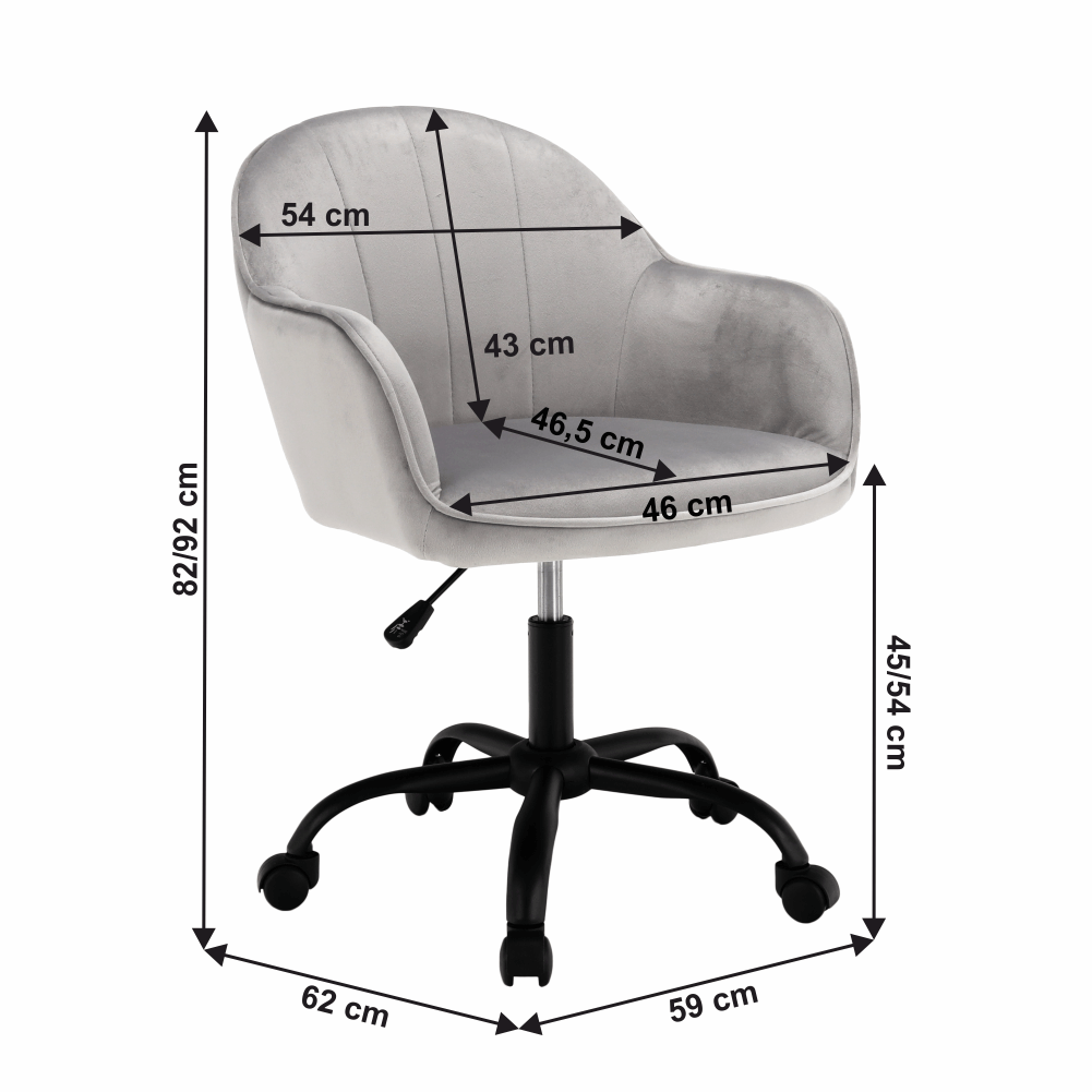 Scaune de Birou Catifea, SEVILIA, Gri