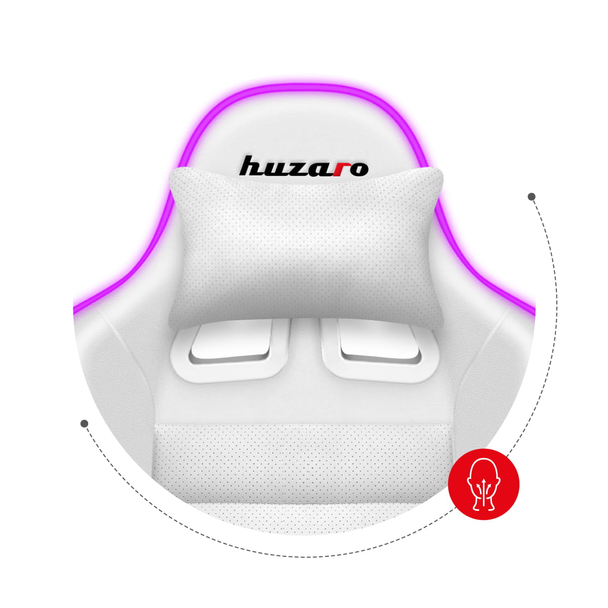 Scaun gaming, piele perforata, sistem iluminare LED RGB,  Alb