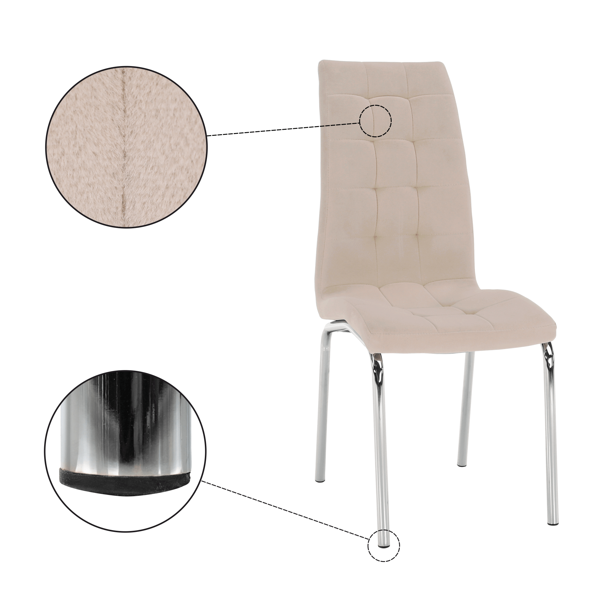 Scaune bucatarie bej cromate Dalia