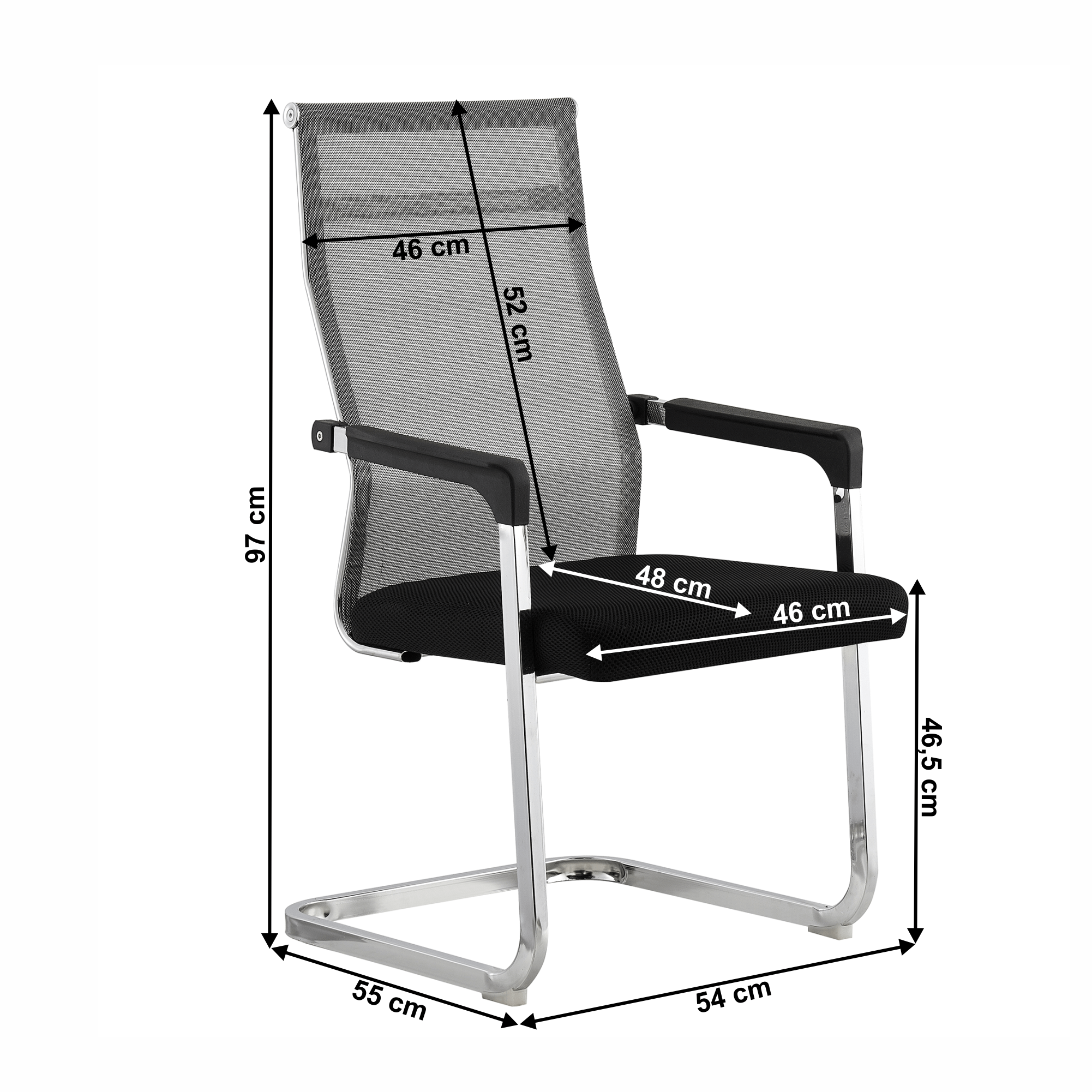Scaun Conferinţă, plasă mesh, sanie otel, Antoria