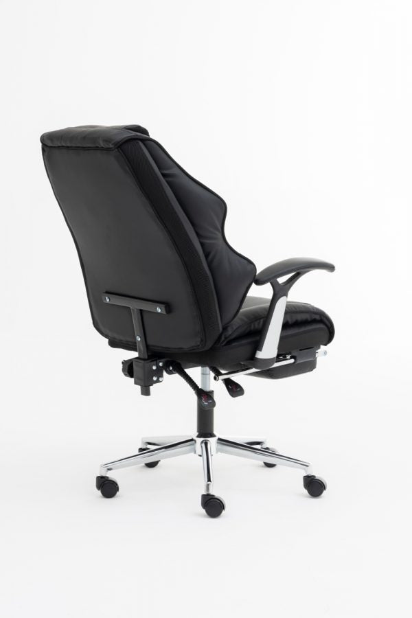 Scaun directorial recliner, suport picioare, Alb perlat 051 - CentrumScaune.ro