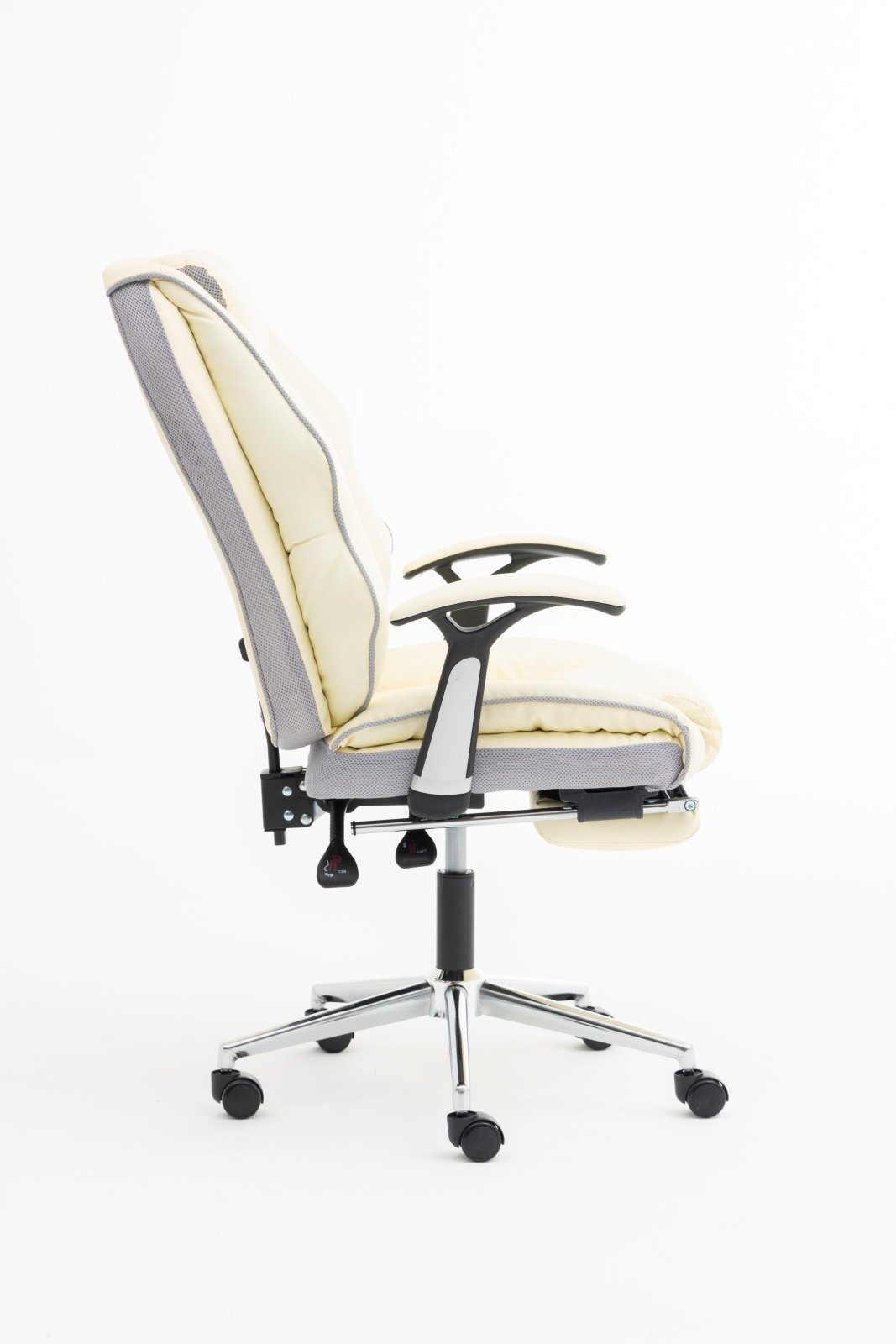 Scaun directorial recliner, suport picioare, Alb perlat 051