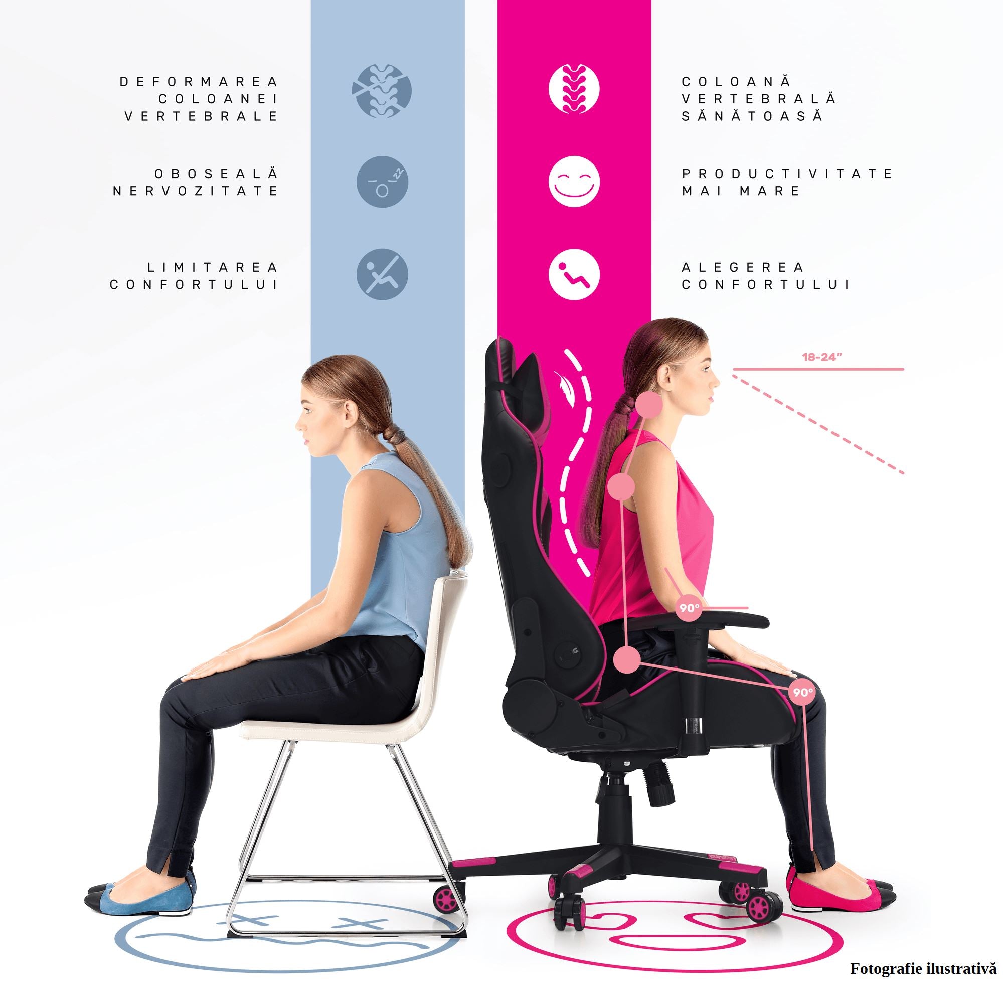 Scaun ergonomic cu suport picioare