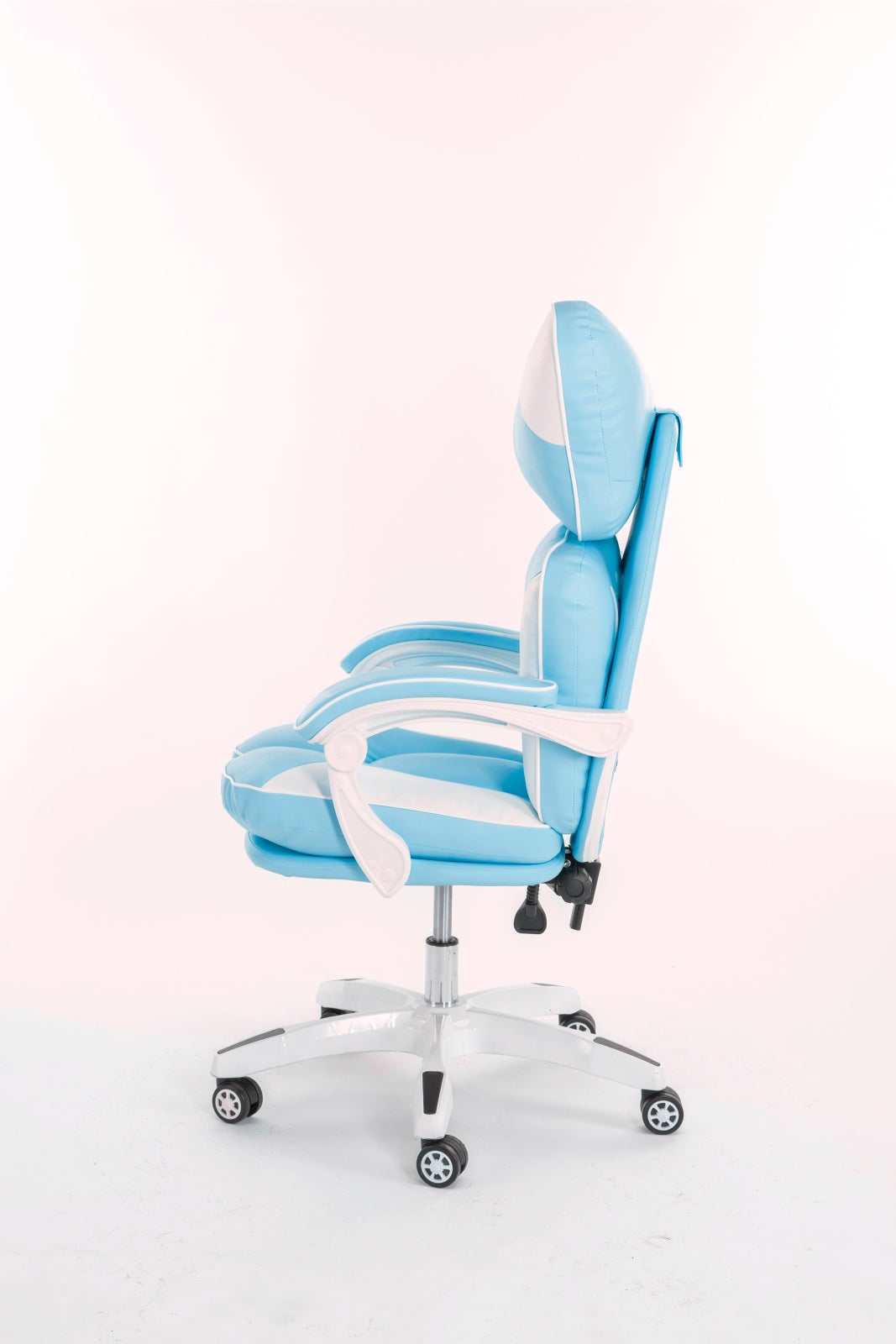 Scaune gaming femei, scaun birou, burete bufant, piele ecologică, Roz/Alb 003 - CentrumScaune.ro