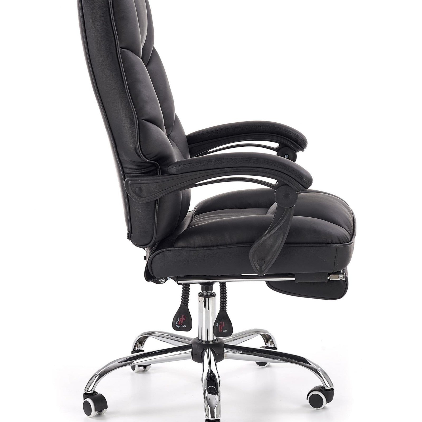 Scaun de birou directorial, recliner, tapitat cu piele ecologica, mecanism TILT, Vilda, negru