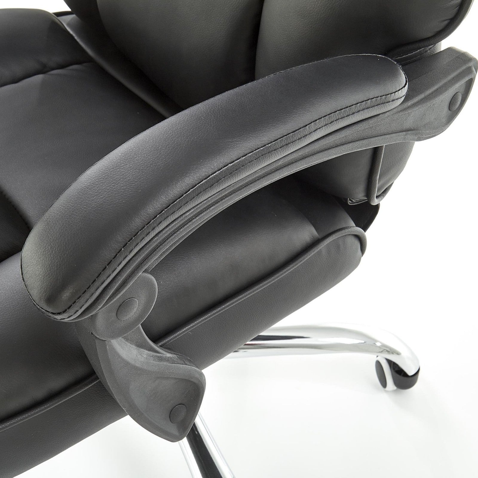 Scaun de birou directorial, recliner, tapitat cu piele ecologica, mecanism TILT, Vilda, negru