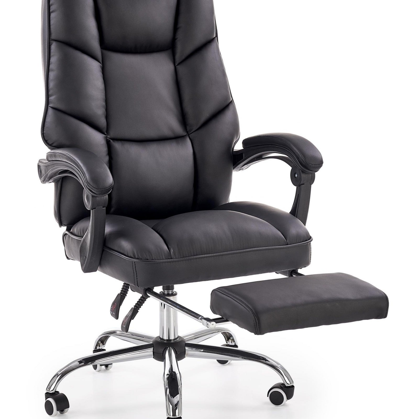Scaun de birou directorial, recliner, tapitat cu piele ecologica, mecanism TILT, Vilda, negru