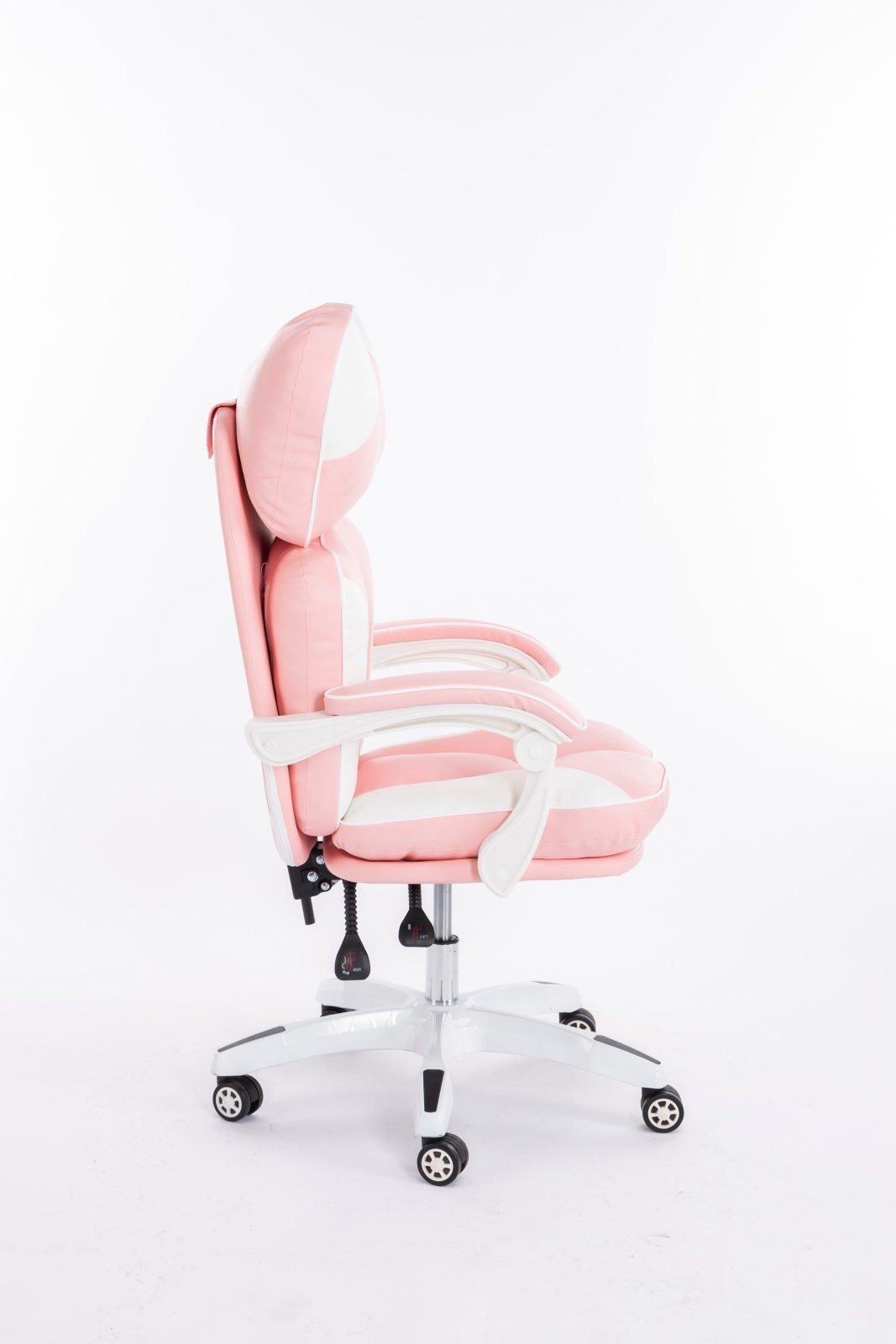 Scaune gaming femei, scaun birou, burete bufant, piele ecologică, Roz/Alb 003