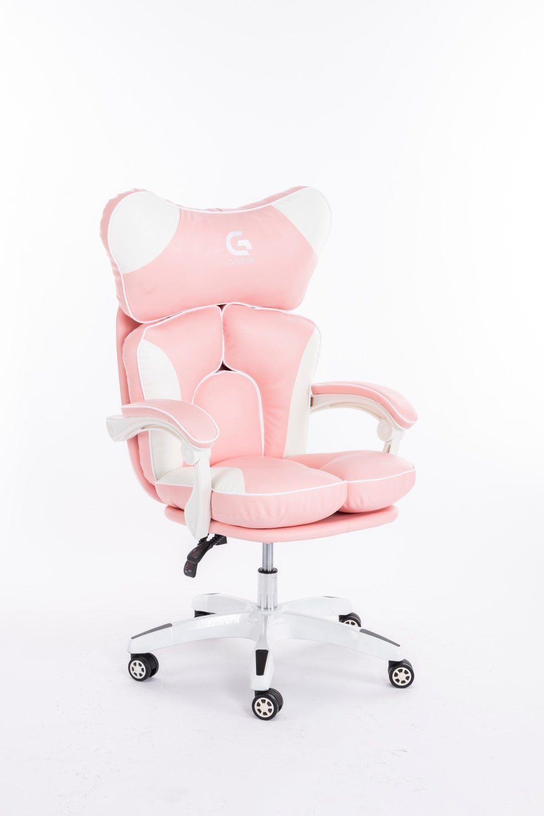 Scaune gaming femei, scaun birou, burete bufant, piele ecologică, Roz/Alb 003