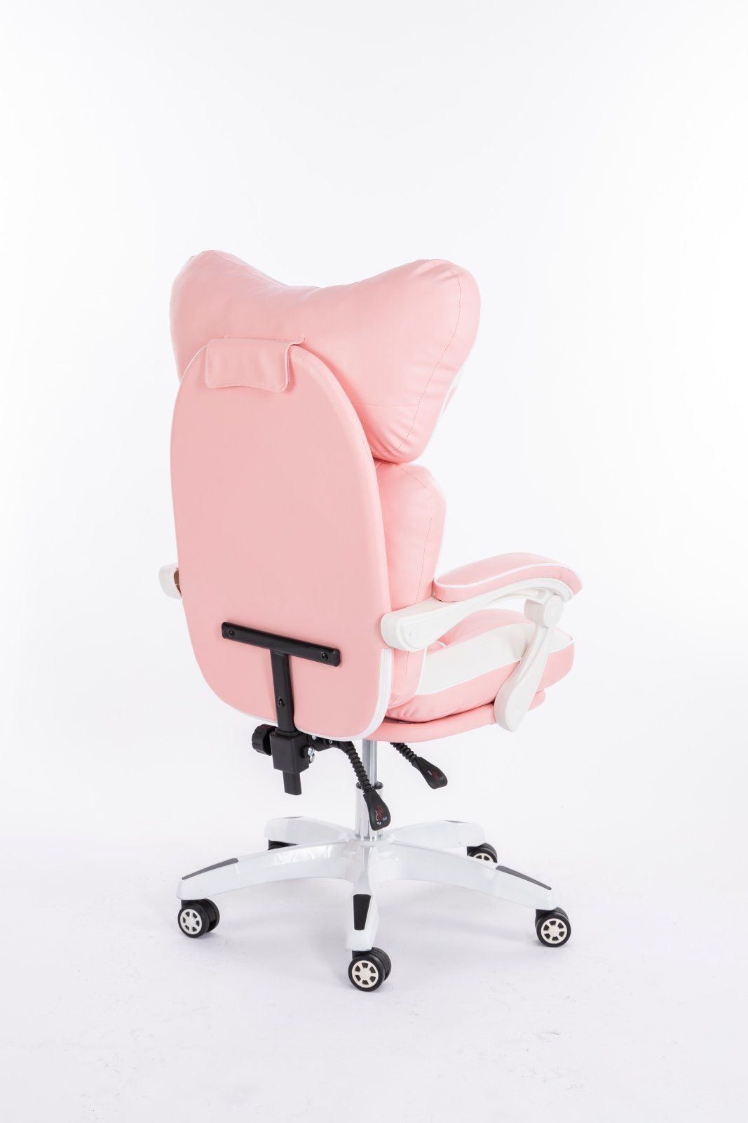 Scaune gaming femei, scaun birou, burete bufant, piele ecologică, Roz/Alb 003