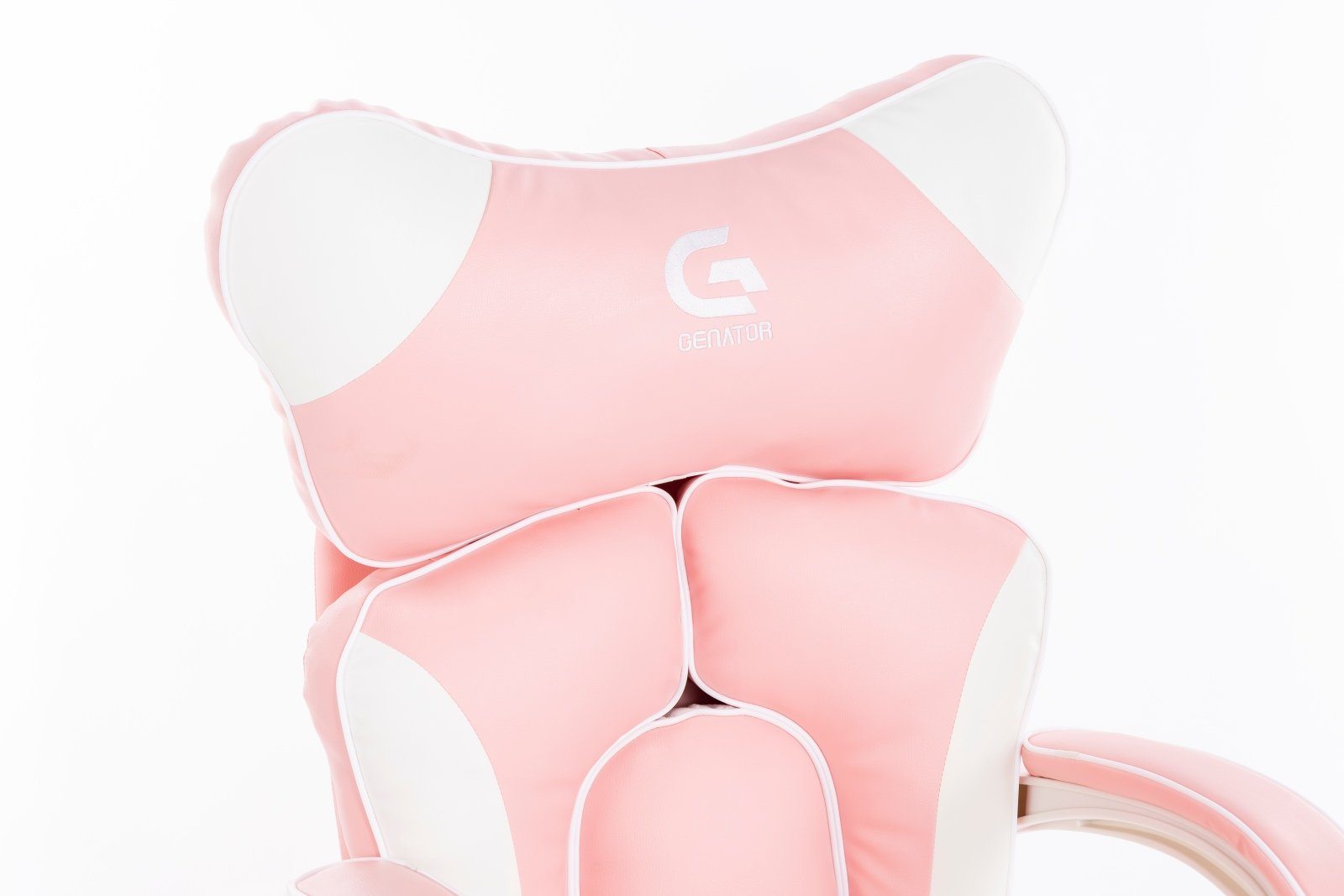 Scaune gaming femei, scaun birou, burete bufant, piele ecologică, Roz/Alb 003