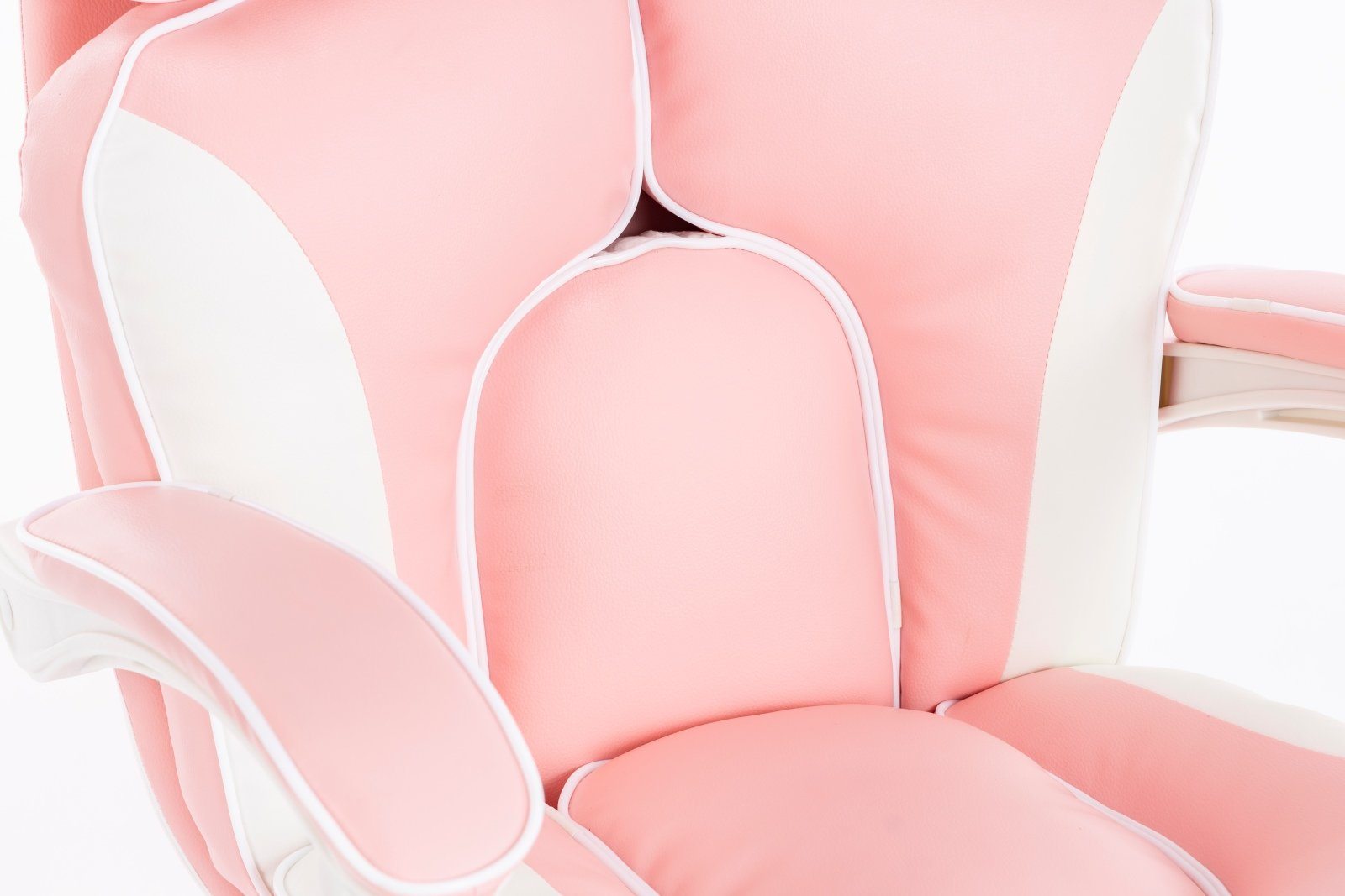 Scaune gaming femei, scaun birou, burete bufant, piele ecologică, Roz/Alb 003