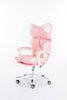 Scaune gaming femei, scaun birou, burete bufant, piele ecologică, Roz/Alb 003