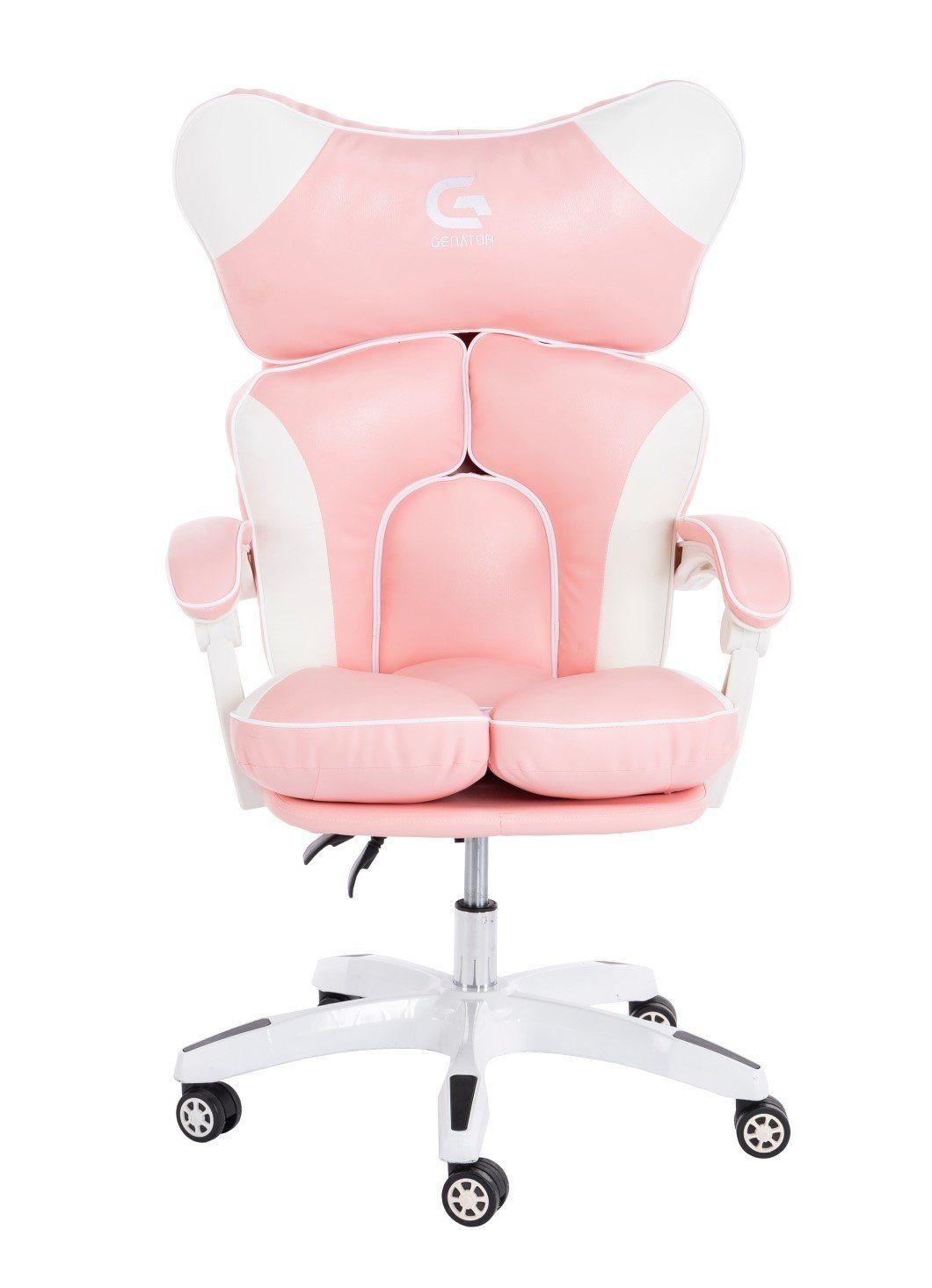 Scaune gaming femei, scaun birou, burete bufant, piele ecologică, Roz/Alb 003