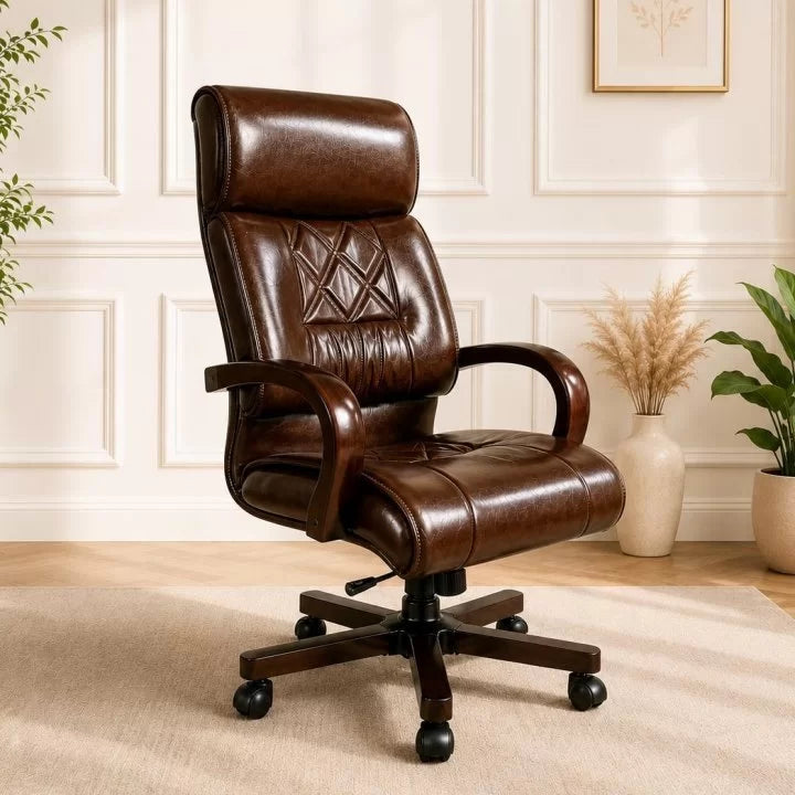 Scaun managerial, tapitat piele naturala XL249 maro - CentrumScaune.ro