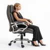 Scaun de Birou Ergonomic și Rotativ – Gri Leathaire