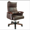 Scaun birou 505, design elegant din nuc si piele neagra