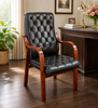 Scaun Conferinta, Piele Naturala, Brate/Stea Lemn 002