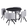 Set Dining Bivis BF-01 (Masă + 4 Scaune Multicolore) – Alb / Negru