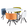 Set Dining Bivis BF-01 (Masă + 4 Scaune Multicolore) – Alb / Negru