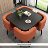 Set Dining Bivis BF-01 (Masă + 4 Scaune Multicolore) – Alb / Negru
