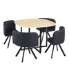Set Dining Bivis BF-01 (Masă + 4 Scaune Multicolore) – Alb / Negru