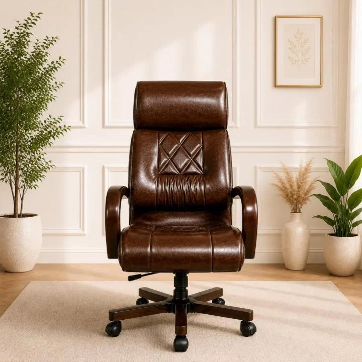 Scaun managerial, tapitat piele naturala XL249 maro - CentrumScaune.ro