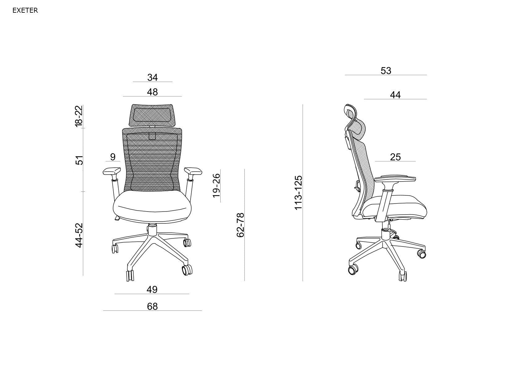 Scaun ergonomic de birou cu reglaje multiple pentru confort și productivitate, Exeter