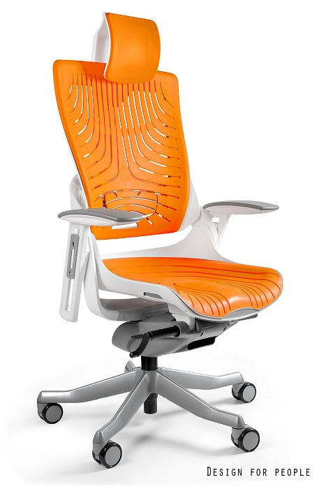 Scaun ergonomic elastomer, tetieră și spătar reglabil - confort și suport, pentru ore îndelungate la birou, cadru alb, Gri