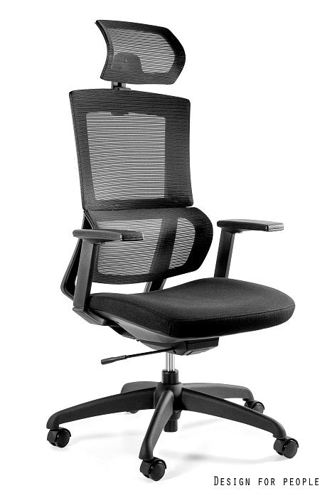 Scaun ergonomic pentru birou: reglabil în înălțime, cu suport pentru cap și brațe ajustabile
