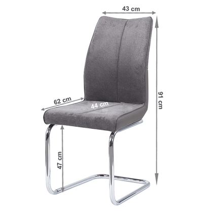 Scaun dining, sanie de otel, gri, spatar curbat, Faula