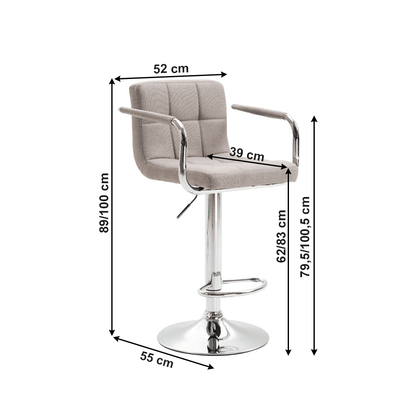 Taburet bar, piele ecologică gri-maro taupe/crom, LEORAN 2 NEW