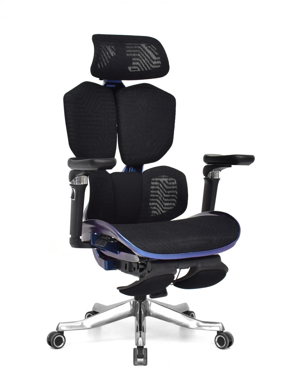 Scaun ergonomic cu brate reglabile 6D,Suport Lombar Reglabil, Tetieră 4D, Sezut Translatie, Reclinare, Suport Picioare, Mesh, Negru/Colorful