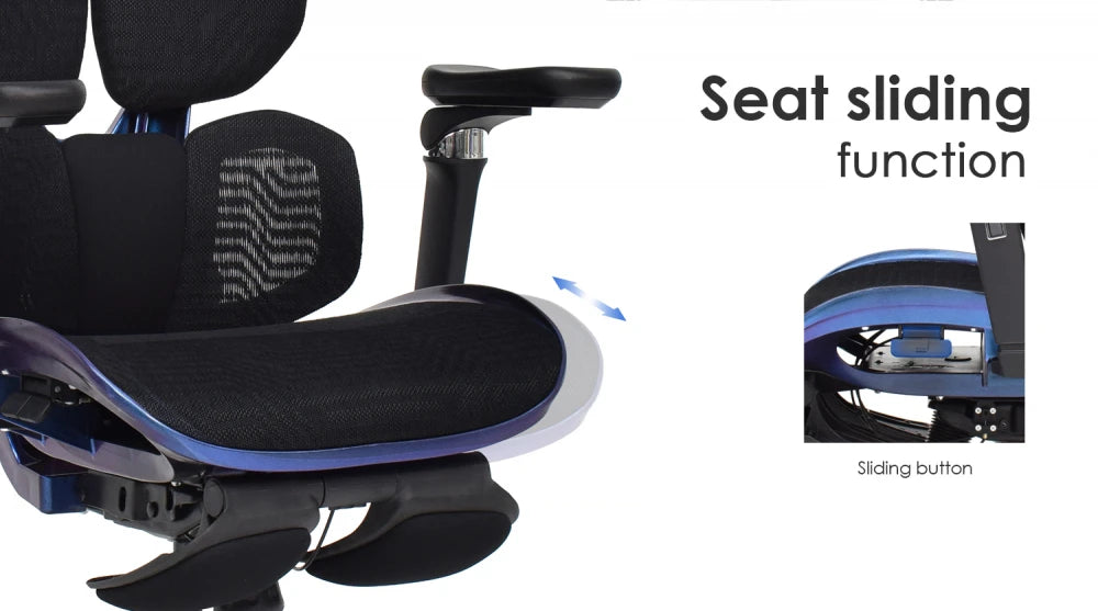 Scaun ergonomic cu brate reglabile 6D,Suport Lombar Reglabil, Tetieră 4D, Sezut Translatie, Reclinare, Suport Picioare, Mesh, Negru/Colorful