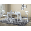 Set Dining Brisbo (Masă + 4 Scaune) – Alb / Gri